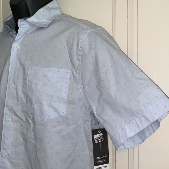 NWT Claiborne light blue shirt with red polka dots - Picture 2 of 8